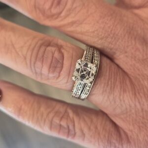 Agape Diamonds- Asscher Cut Vintage Wedding Set- White Gold